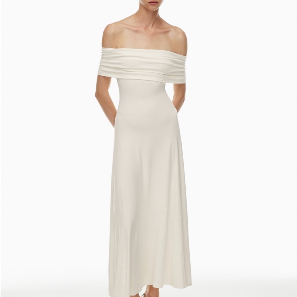 Babaton Off-Shoulder Cream Midi Dress